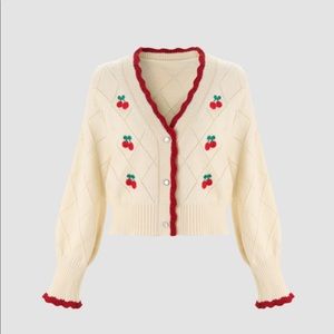 NWT - Cider - cherry ivory cream white cardigan